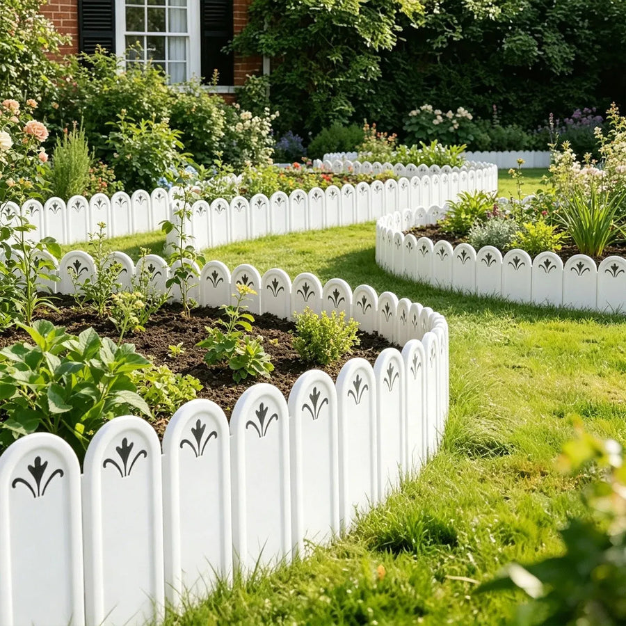 5 Pack, Garden Fence Plastic Picket Edging for Lawn Flower Bed Border Decorative Yard, 8x5.9in, for Garden, Patio, Outdoor and Seasonal Use