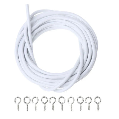 Net Hang 4m Curtain Wire Window Cord Cable String Set With 5 Fish Eyes 5 Hooks, for Bedroom, Living Room and Home Use