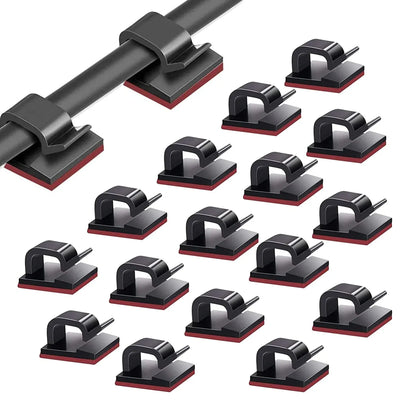50 Pieces Cable Clips, Adhesive Cable Organizer Cord Holder, Nylon Plastic R-Type Cable Clips Clamp Kit, Black