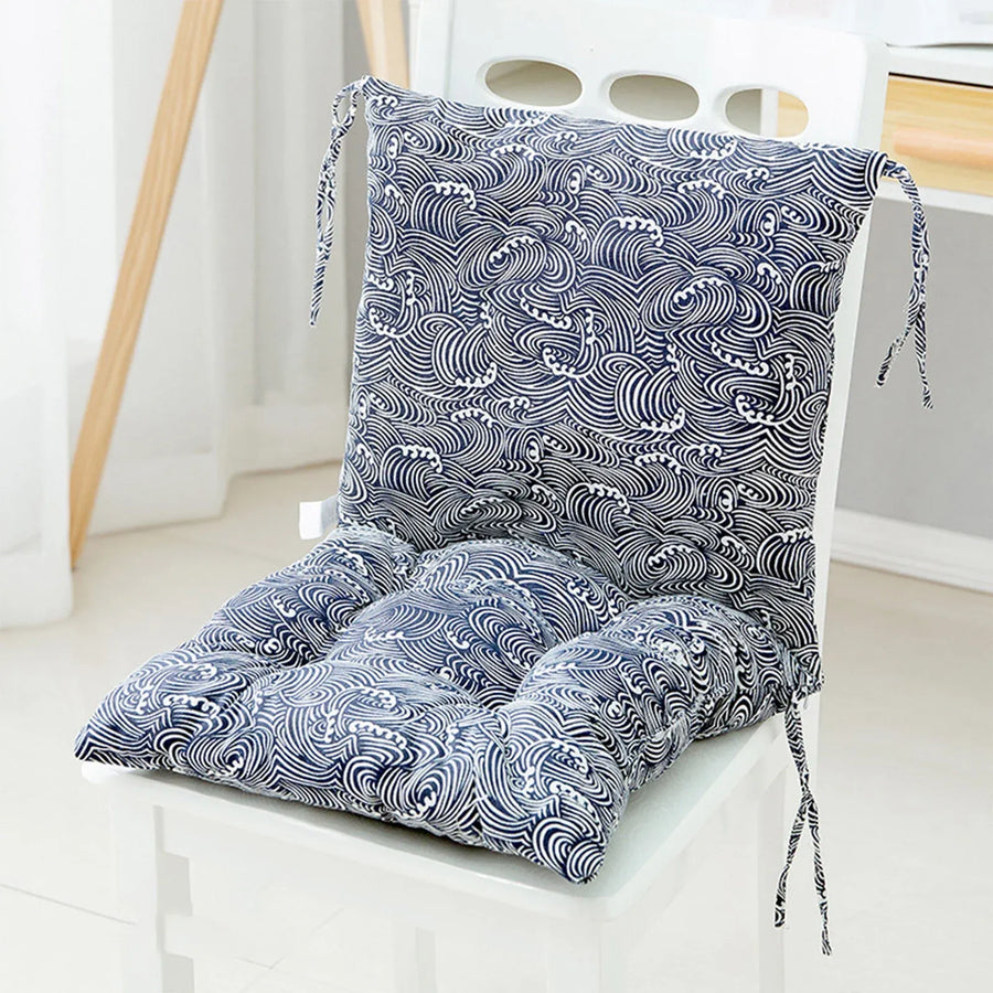 High Back Chair Cushion, All-Weather Rainproof Cushion with Straps, Indoor Outdoor Rocking Chair Pad for Patio, 15.74x15.74 Inch, Blue