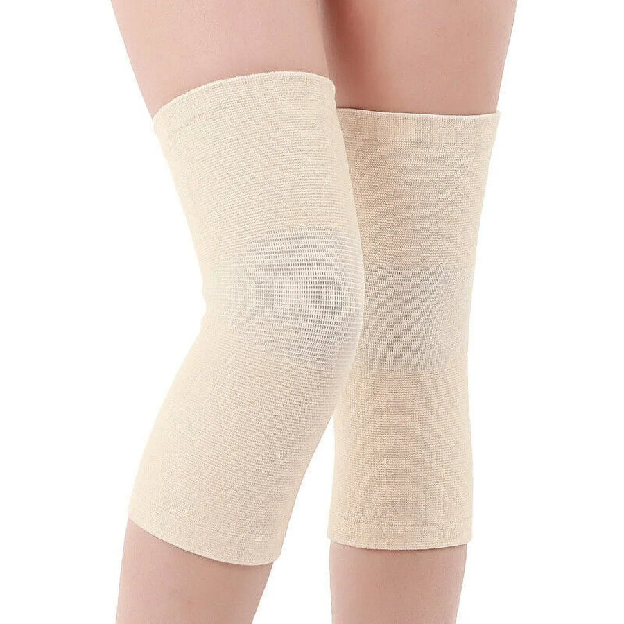 Bamboo Knee Sleeve, Compression Knee Brace for Daily Support, Soft Elastic Knee Protector for Sports and Walking, Size L, Beige