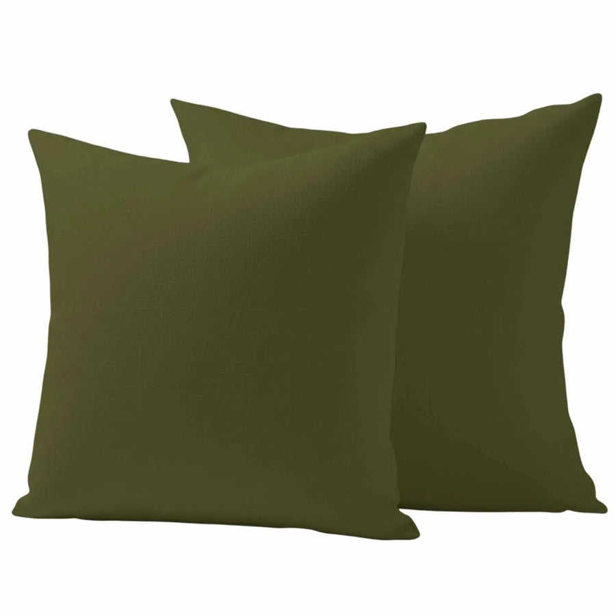 Olive Outdoor Pillow Covers 24"x24" Set of 2, Plain Waterproof Throw Pillow Covers for Patio Sofa Furniture, Decorative Cushions, Green, Olive Green