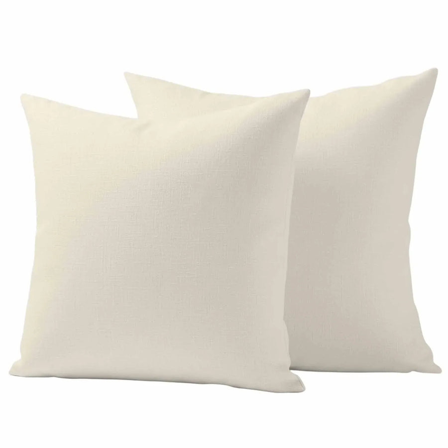 Cream Outdoor Pillow Covers 18"x18" Set of 2, Plain Waterproof Throw Pillow Covers for Patio Sofa Furniture and Porch Decor