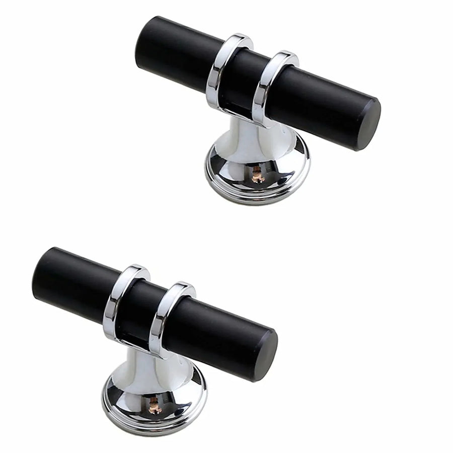 10 Pack Matt and Cabinet Knobs, 2 Inch(50mm) Cabinet Hardware T Bar Knobs for Cupboard and Drawers, Black, Silver