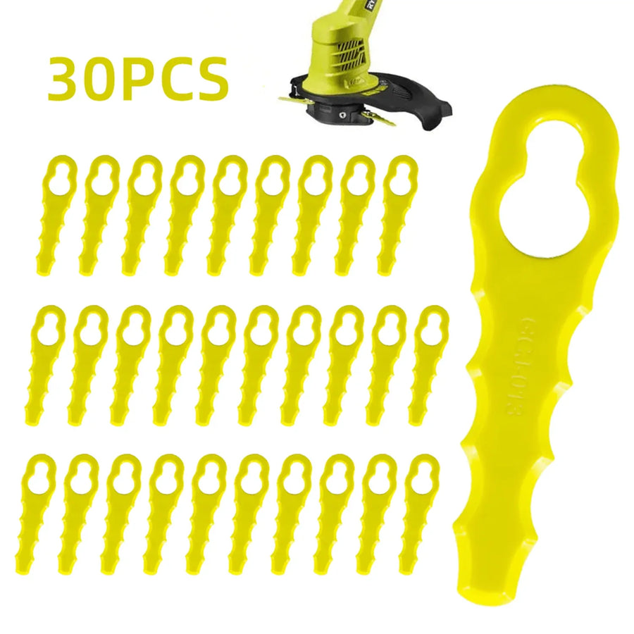 30 Pieces Replacement Blades High Performance Blade And Disc, Plastic Blade Accessories for Grass Trimmer, Replacement Parts and Accessories-, Yellow