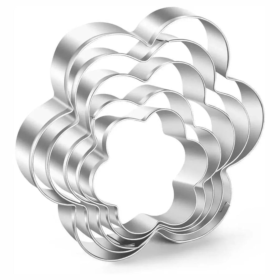 Flower Cookie Cutters Set of 5, Stainless Steel Sandwich Cutters and Biscuit Molds, Sturdy for Cookies, Sandwiches, Cake, Fruit