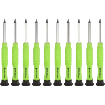 10 Pieces T6 Torx Mini Screwdriver Set, 3 mm Torx Head 87 mm Repair Tool for Small Appliances, Yellow and Green