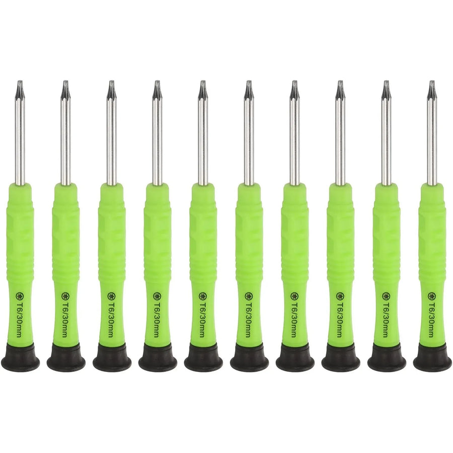 10 Pieces T6 Torx Mini Screwdriver Set, 3 mm Torx Head 87 mm Repair Tool for Small Appliances, Yellow and Green