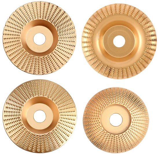 4 Pack Tungsten Carbide Angle Grinder Discs, 115 and 125 mm Wood Shaping Grinding and Carving Wheels for Compatible Grinders