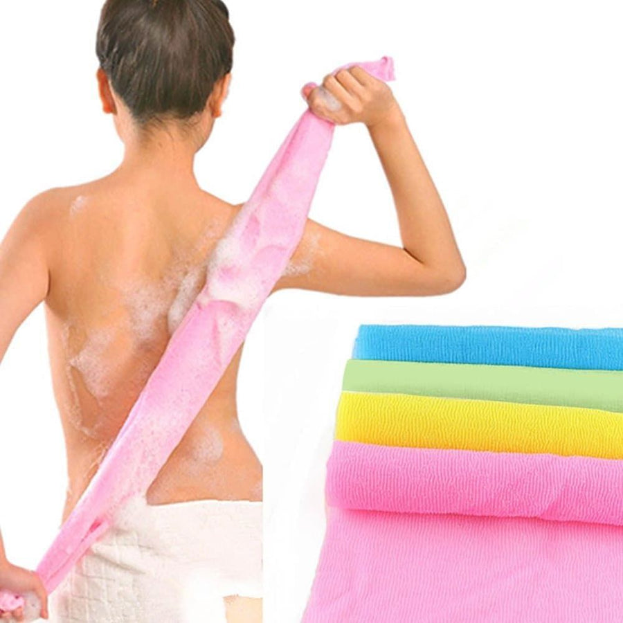 4 Pack Multicolor Nylon Japanese Exfoliating Shower Towels, Long Body Scrub Washcloths for Bath, Body Cleansing and Massage