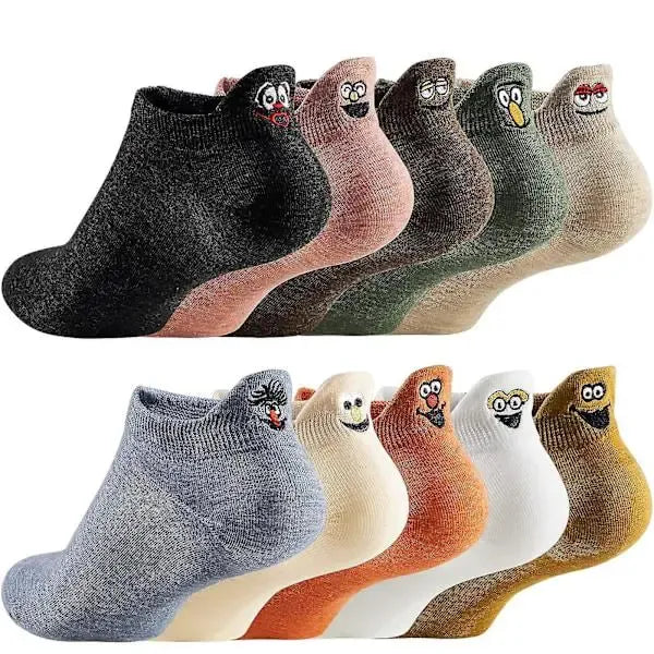 10 Pairs Cotton Funny Socks, Breathable Sweat Absorbing Everyday Crew Socks with Anti Odor Design for Men and Women