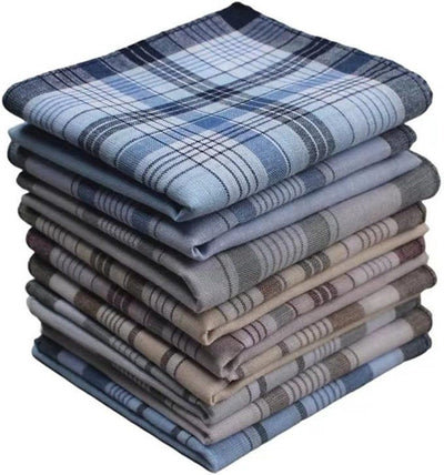 10 Pack Men's Cotton Handkerchiefs, Soft Breathable Reusable Pocket Squares, 38 x 38 cm White Cloths for Daily Use