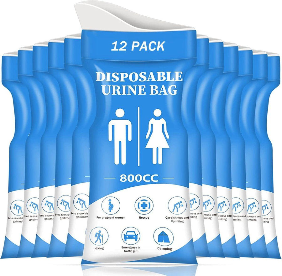 12 Pack Disposable Urine Bags, 800 ml Leakproof Absorbent Emergency Toilet Bags for Car, Camping, Travel and Outdoor Use