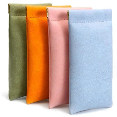 4 Pack Unisex PU Eyeglass Cases, Soft Wallet Style Glasses Sleeves for Reading Glasses, Sunglasses and Travel Storage