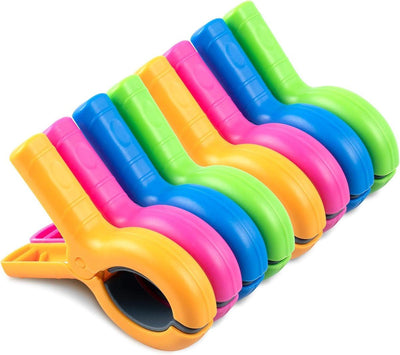 8 Pack XXL Beach Towel Clips, Windproof Chair and Sunbed Towel Clamps in 4 Colors for Pool, Cruise, Camping and Beach