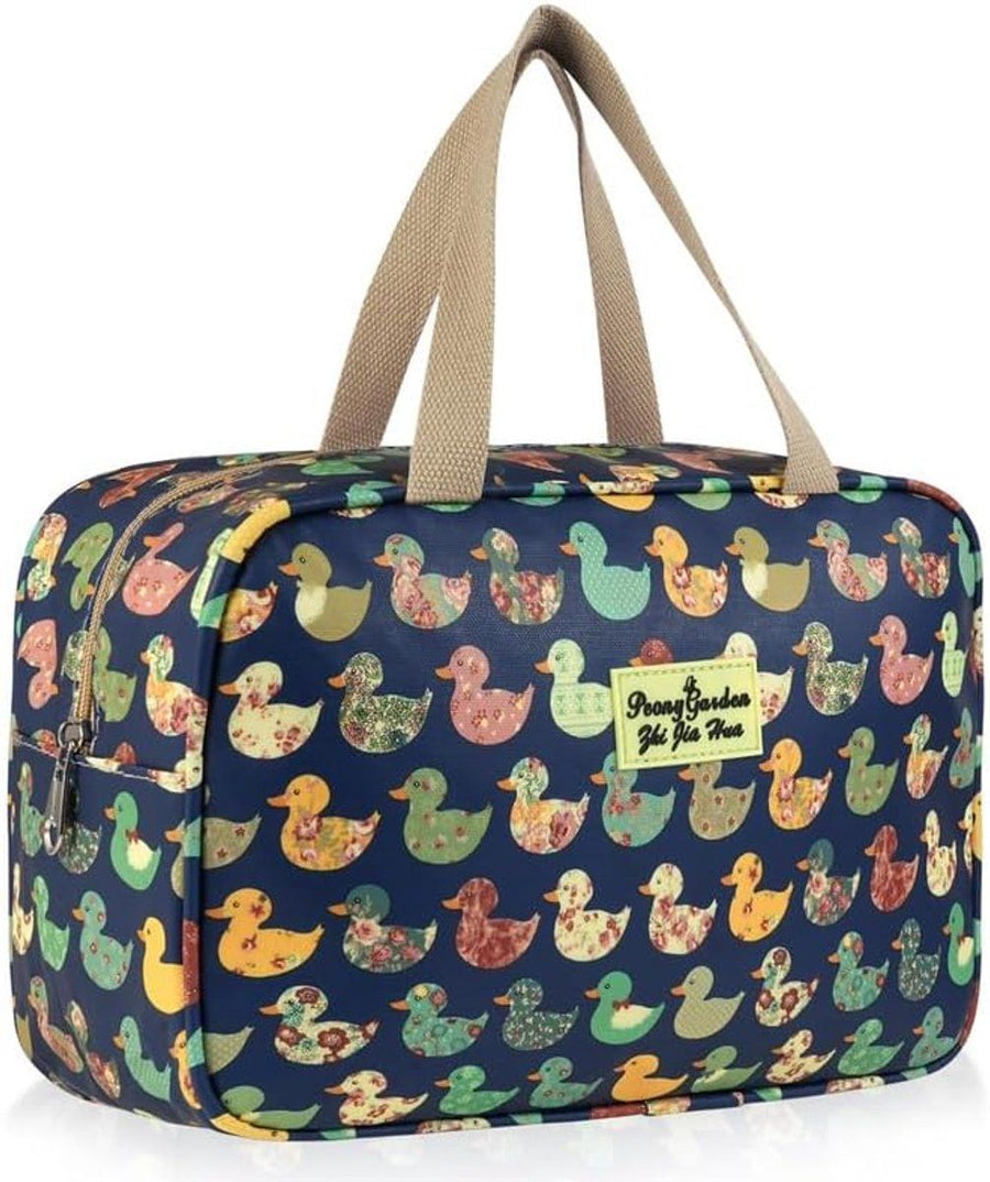 Women's Floral Toiletry Bag, Water Repellent Makeup Travel Case with Handle, 30 x 21 x 12 cm Organizer for Cosmetics