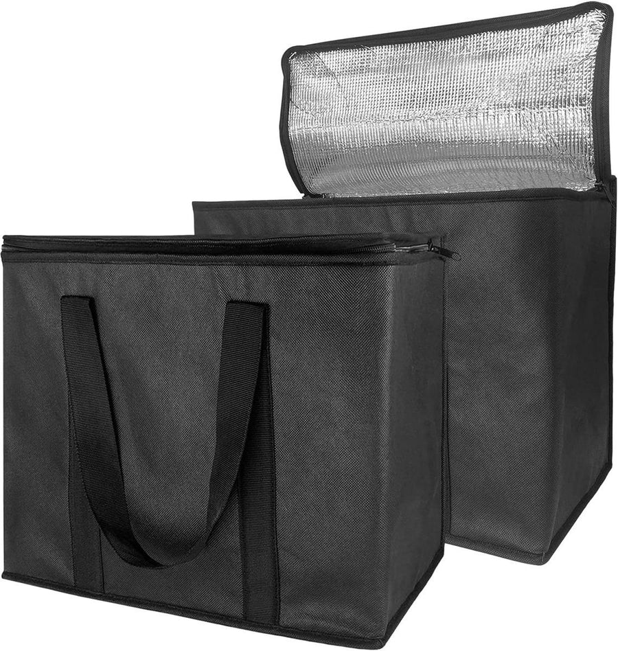 2 Pack Insulated Cooler Bags, Extra Large Foldable Grocery Tote Bags with Zipper and Handles for Shopping and Takeaway Food