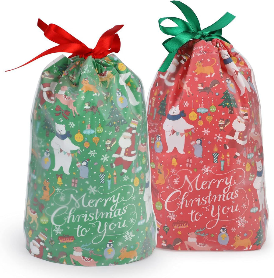 30 Pack Christmas Zipper Gift Bags, Reusable Treat and Candy Packaging Pouches for Cookies, Party Favors, Birthdays and Holiday Gifts