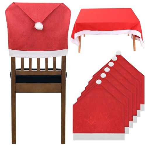 6 Pack Red Santa Claus Christmas Chair Covers, Festive Dining Chair Slipcovers for Kitchen, Party, Home Decor and Holiday Table Setup