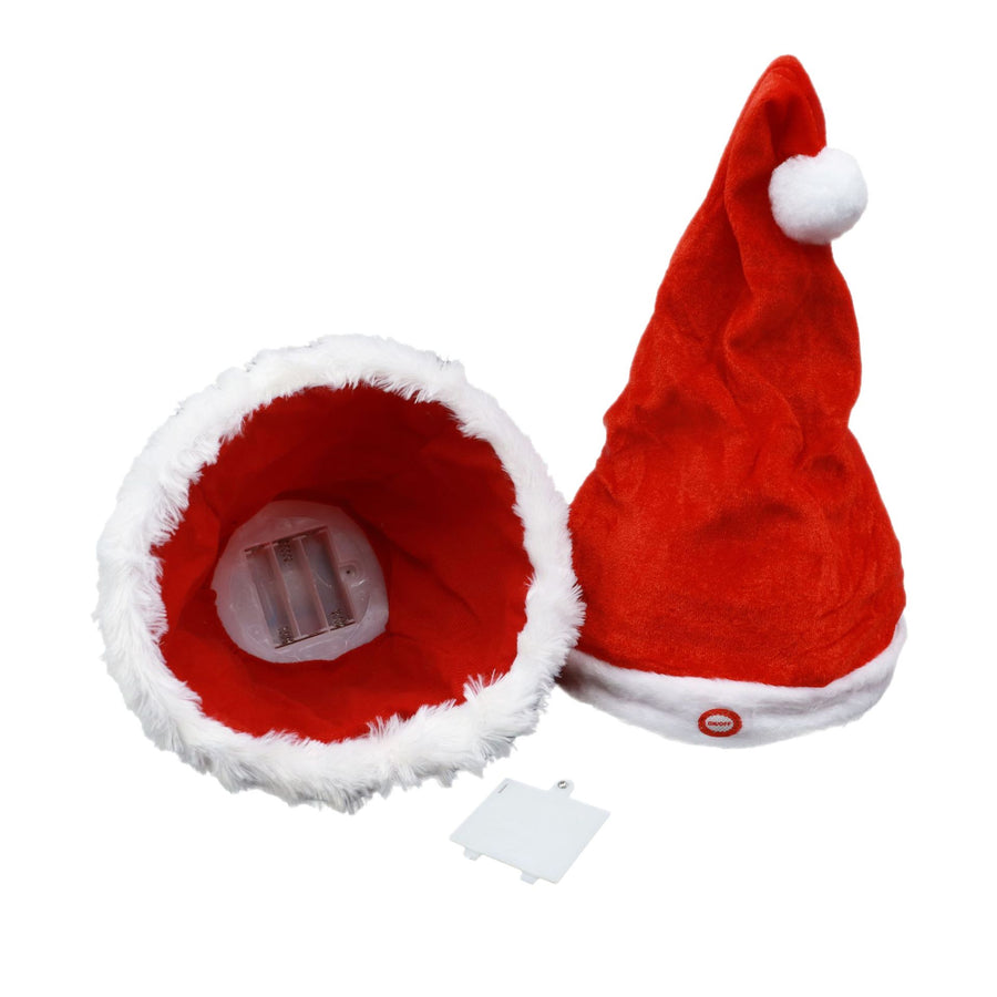 Battery Operated Singing and Dancing Santa Hat, Animated Plush Christmas Hat with Music and Movement for Party and Holiday Decor