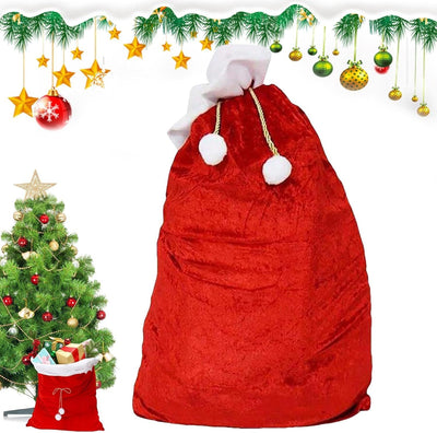 2 Pack Santa Toy Storage Drawstring Bags, Red 70 x 50 cm Gift Sacks for Christmas Snacks, Parties, Family Gatherings and Storage