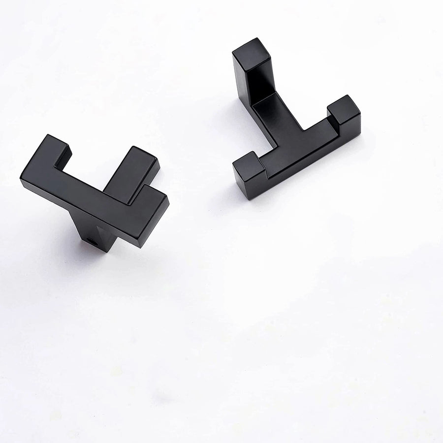 2 Pack Heavy Duty Double Claw Coat Hook Wall Mount with Screw Retro Double Coat Hook Utility Hook for Coats, Scarves, Bags, Towels, Keys, Hats, Mugs, Hats (Black)