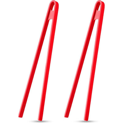 4 Pcs 11.6 Inch Silicone Tongs for Cooking Silicone Tweezer Toaster Tongs Long Heat Resistant Kitchen Grilling Serving Utensils for Food BBQ, Pan Fried Steak, Salad(Red)