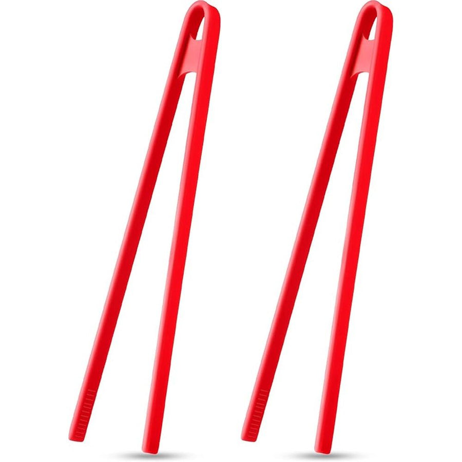 4 Pcs 11.6 Inch Silicone Tongs for Cooking Silicone Tweezer Toaster Tongs Long Heat Resistant Kitchen Grilling Serving Utensils for Food BBQ, Pan Fried Steak, Salad(Red)