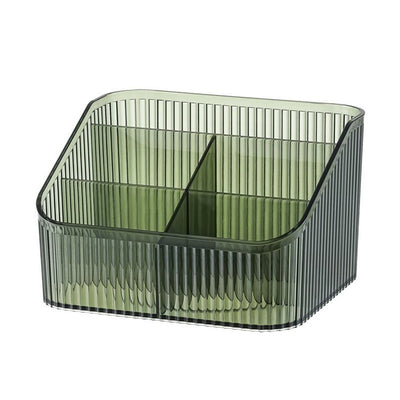 Makeup Organizer Cosmetics Storage Box, Large Capacity Make Up Brush Holder Organizer Vanity Accessories, Bathroom Countertops, Desk Storage Container, Cosmetic Display cases(Green,only box)