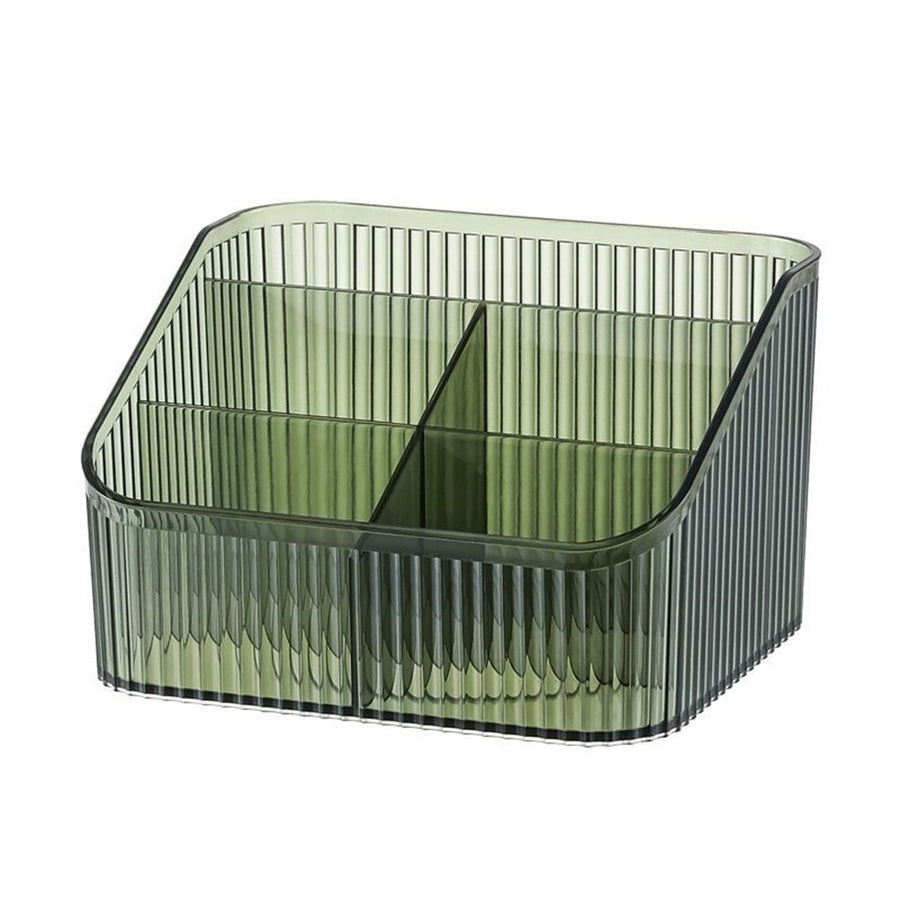 Makeup Organizer Cosmetics Storage Box, Large Capacity Make Up Brush Holder Organizer Vanity Accessories, Bathroom Countertops, Desk Storage Container, Cosmetic Display cases(Green,only box)