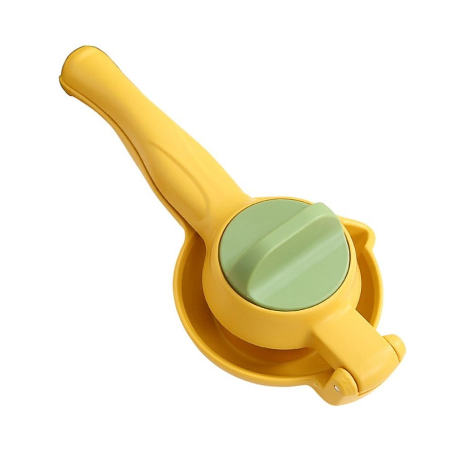 Dual-action Citrus Press, Citrus Juice Press Squeezer for Lemons and Limes with Seed Catcher and Pour Spout, Yellow