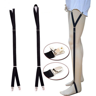 Unisex Adjustable Shirt Garters - Stirrup Shirt Stays - Keeps Shirts Tucked in All Day - Easy-to-Wear Garter Straps with Foot Loop - Black