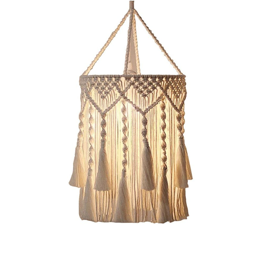 Boho Lamp Shade,Boho Hanging Lamp Handmade Lamp Shade Plug in Pendant Light,Bohemian Hanging Lights for Boho Bedroom Decor Living Room (Only lampshade)