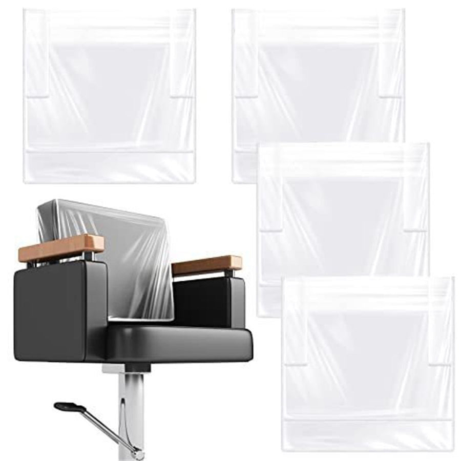4 pack Barber Chair Cover Protector, Clear PVC Salon Chair Cover, Hairdressing Chair Back Stitched Cover Durable Easy Clean Covers Prevents Damage for Hair Salon Spa Office Chairs（Only transparent cover）