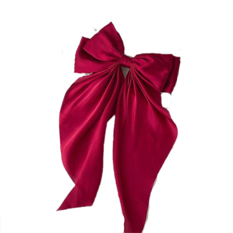 Satin Hair Bows for Women 5 Pack - Oversized Long Tail Hair Clip for Girls, Large Bow Hair Accessories for Special Occasions and Gifts