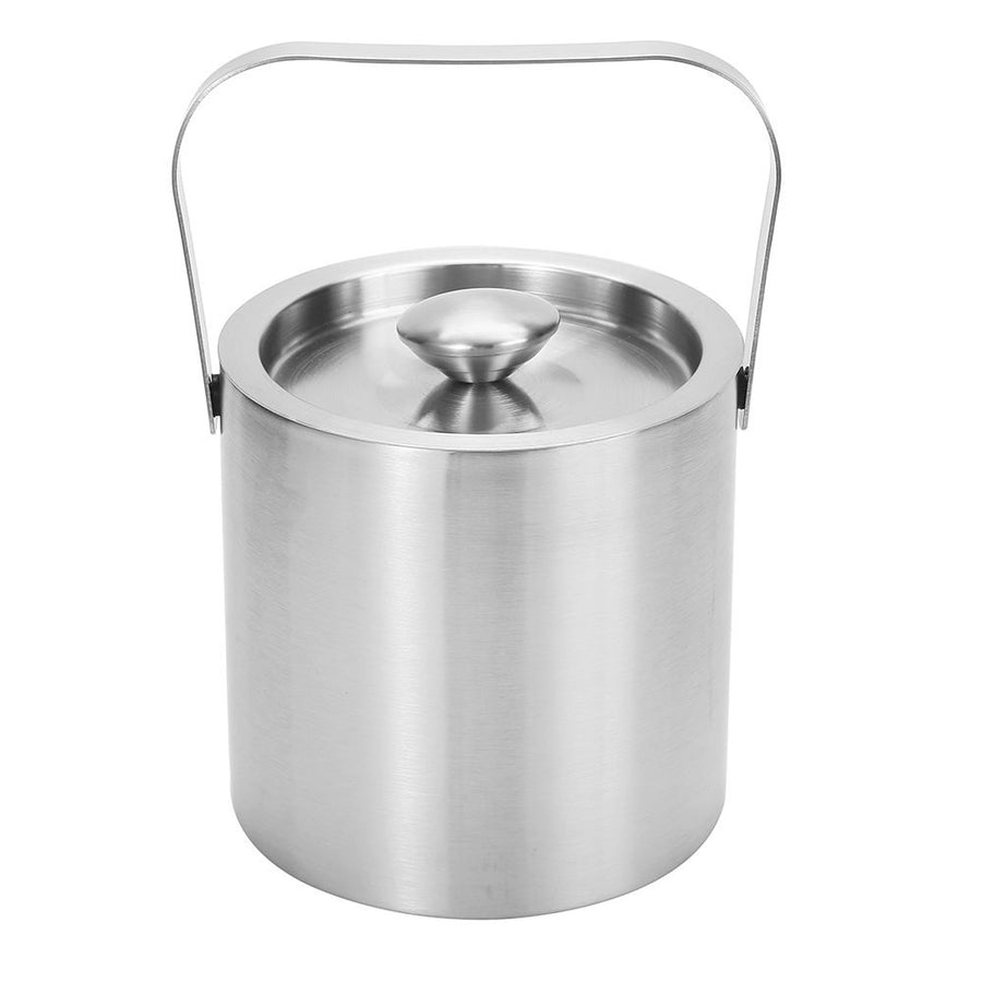 Mini Ice Bucket Portable Double Wall Ice Bucket ,Stainless Steel Hotel Bucket/Champagne/Beverage Bucket,Size 1.3 Liters,Serveware for Party,Event,and Camping