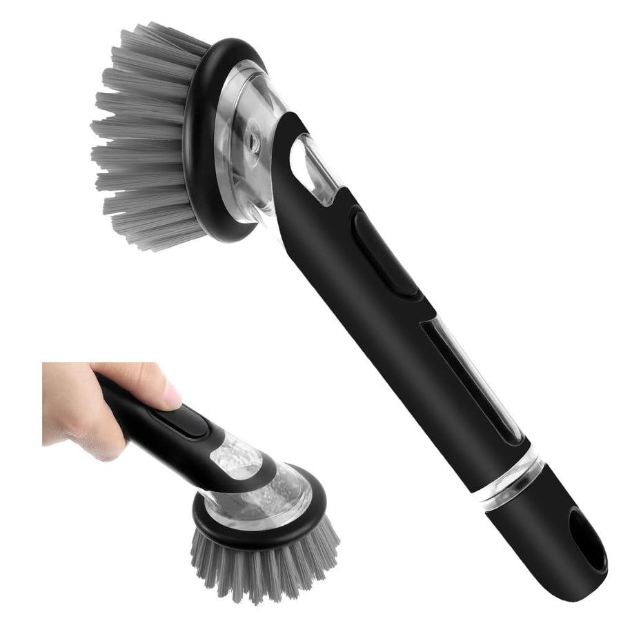 Automatic Liquid Adding Dish Washing Brush Multifunctional Kitchen Cleaner Labor Saving Lazy Scrubber for Pots Pans Cookware Heavy Duty Stain Remover(Grey)