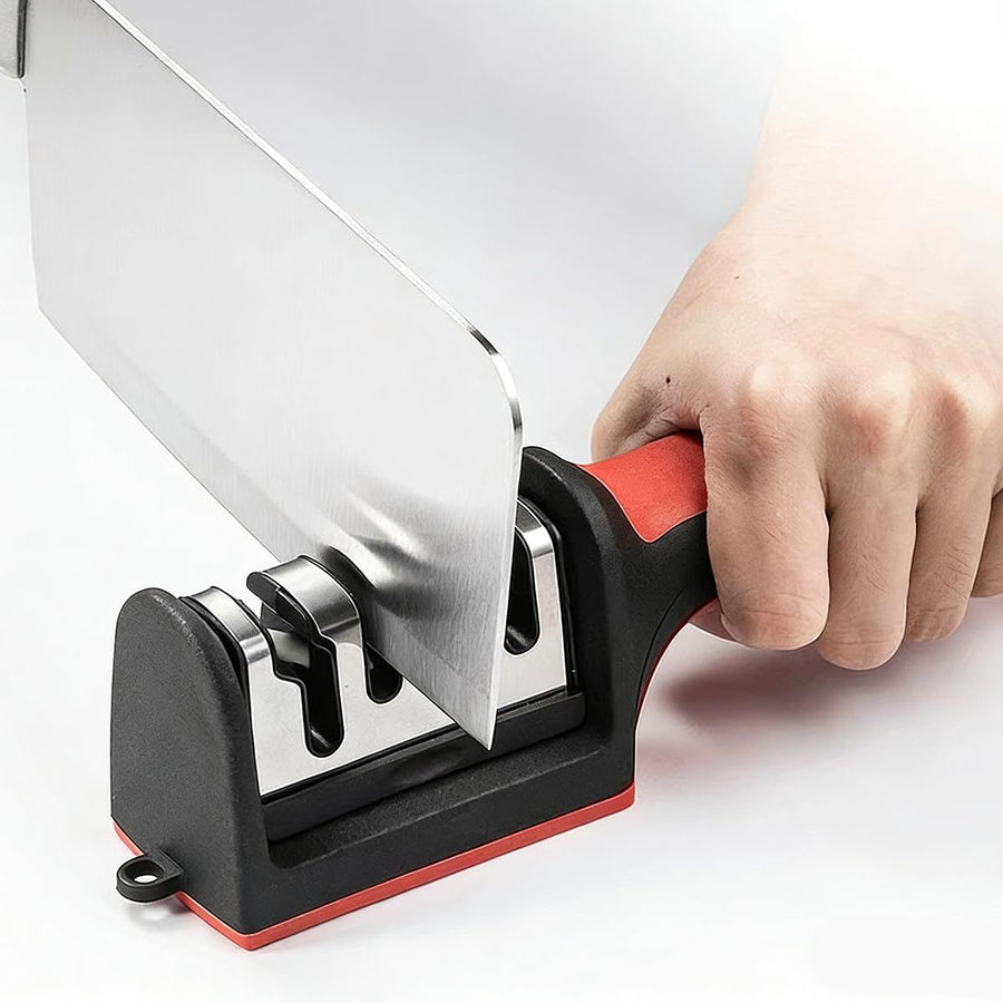Three sections Handheld Diamond Knife Sharpener, Multifunctional Quick Sharpening Stone for Household Kitchen, Fast Blade Edge Restoration Tool
