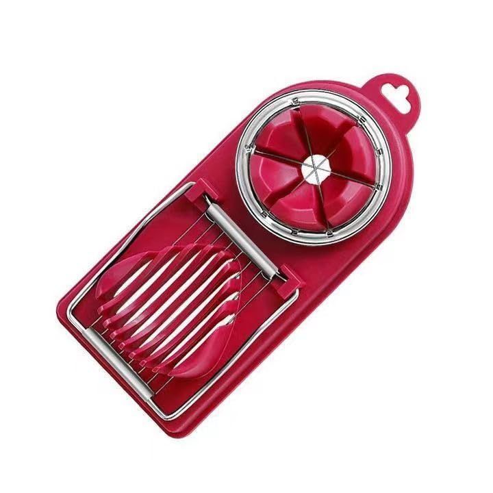 Red Generic 1pcs Egg Slicer Vertical Cut Cutter Flower Type 2In1 Boiled Egg Slicer