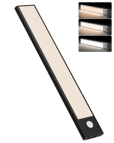 20cm black LED strip, wireless magnetic under-cabinet lighting, USB rechargeable, suitable for wardrobes, kitchens, and hallways.