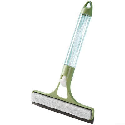 Light Green 2-in-1 for  Window Squeegee with Built-in Sprayer, Silicone Glass Cleaner Scraper with Sponge Wiper Shower Mirrors Cars, Streak- Cleaning Tool.
