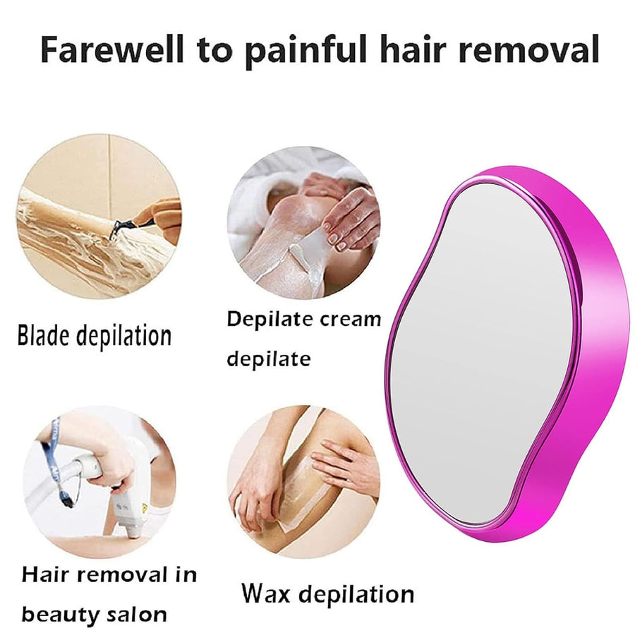 Pink Crystal Hair Eraser for Women Men, Reusable Painless Body Hair Remover, Portable Exfoliation Epilator Tool to Remove Hair on Arms Legs Back