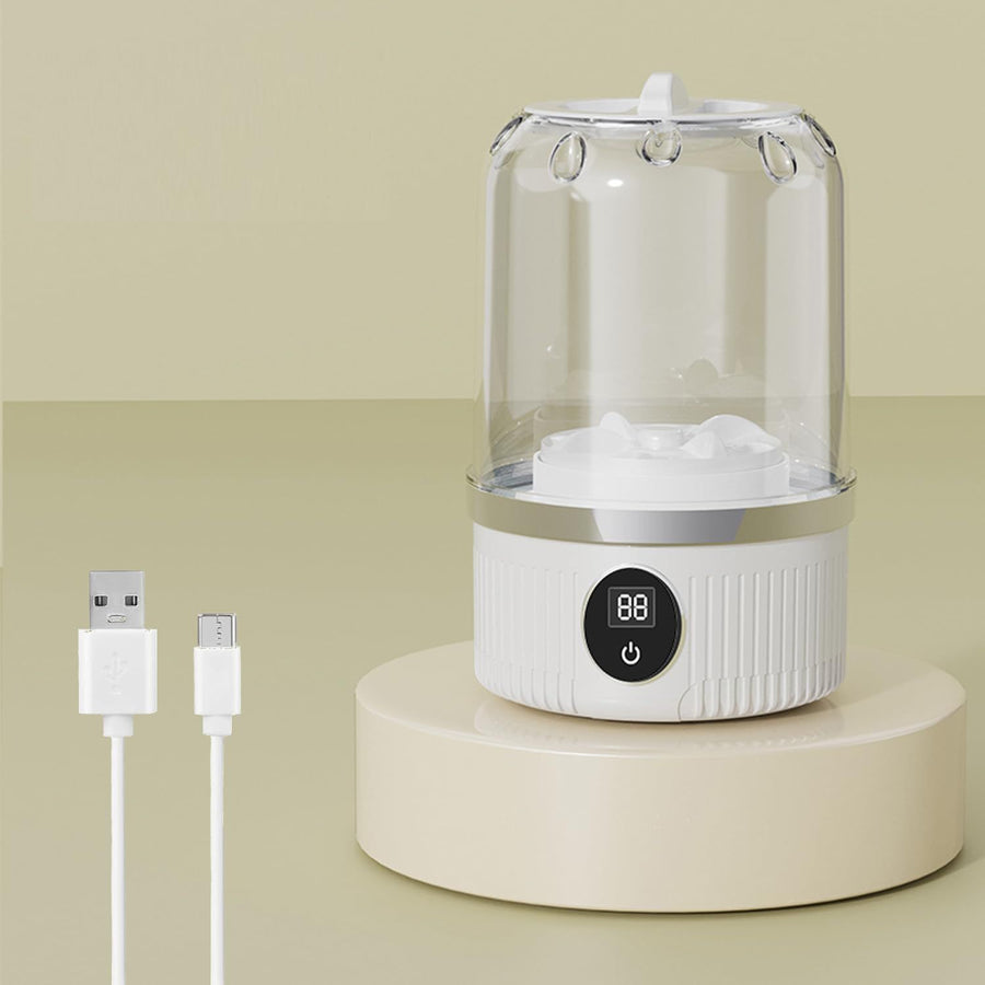 White portable mini washing machine, suitable for underwear, socks, baby clothes - rechargeable cordless compact washing machine, suitable for small loads, travel and dormitory use - USB rechargeable home/apartment washing machine