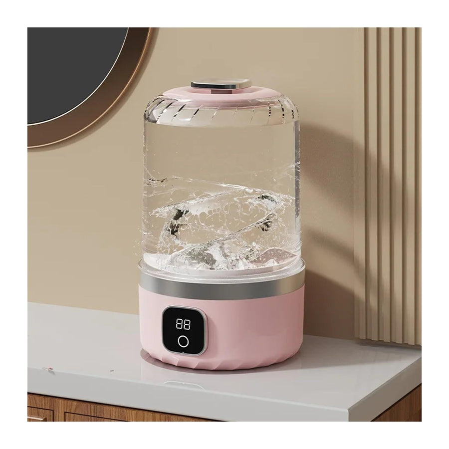 Pink portable mini washing machine, suitable for underwear, socks, baby clothes - rechargeable cordless compact washing machine, suitable for small loads, travel and dormitory use - USB rechargeable home/apartment washing machine