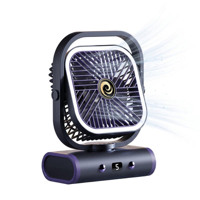 Grey USB Desk Fan, 5 Speeds Quiet Table Fan with 90° Oscillation, Plug-in Small Desktop Fan with Night Light for Bedroom, Home Office