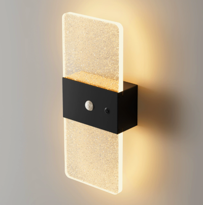 Rechargeable Motion Sensor Night Light, Wall Mounted LED Lamp with Magnetic Base, 3 Color Temperatures, 12 Hour Always-On Mode, 60 Day Sensing Mode, No Wiring Required (Black Rectangle)