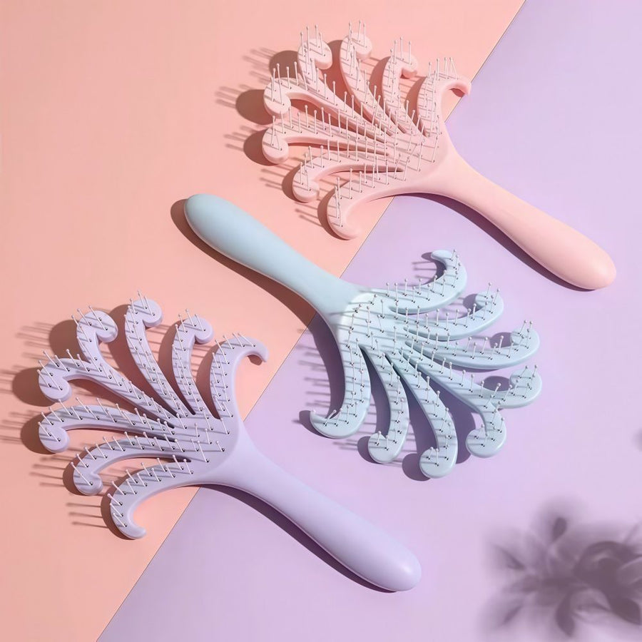 New light pink  Octopus Scalp Massage Comb, Gentle Fluffy Wide Tooth Hair Brush, Portable Wet Dry Use Detangling Hair Comb