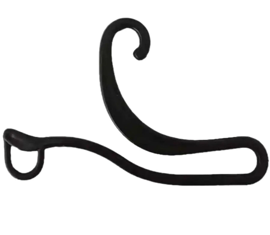 3 black socks with plastic large hanging hooks, female socks with dragon hooks, male socks with large curved hooks, geometric irregular hanging hooks, sock hooks