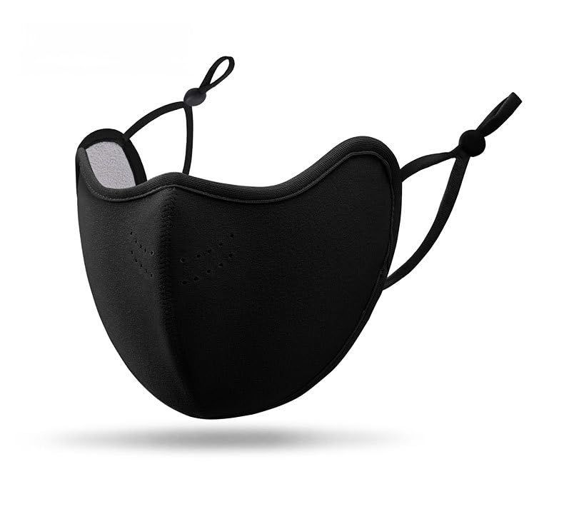 Black thick plush thermal mask with breathable holes, women's windproof and cold proof skiing mask, warm winter outdoor snow sports mask