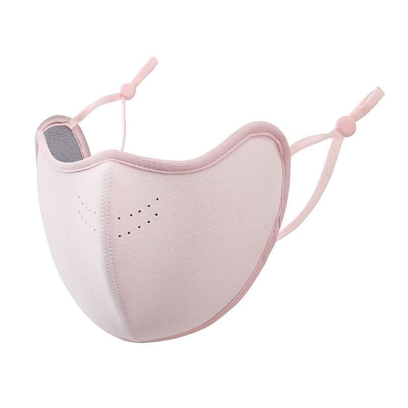Pink thick plush warm mask with breathable holes, women's windproof and cold proof skiing mask, warm winter outdoor snow sports mask